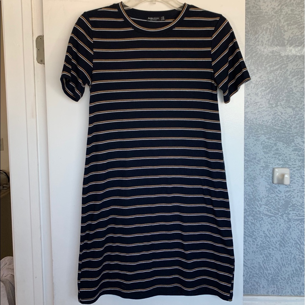 Blue T Shirt Dress Stripes Causal TShirt Short